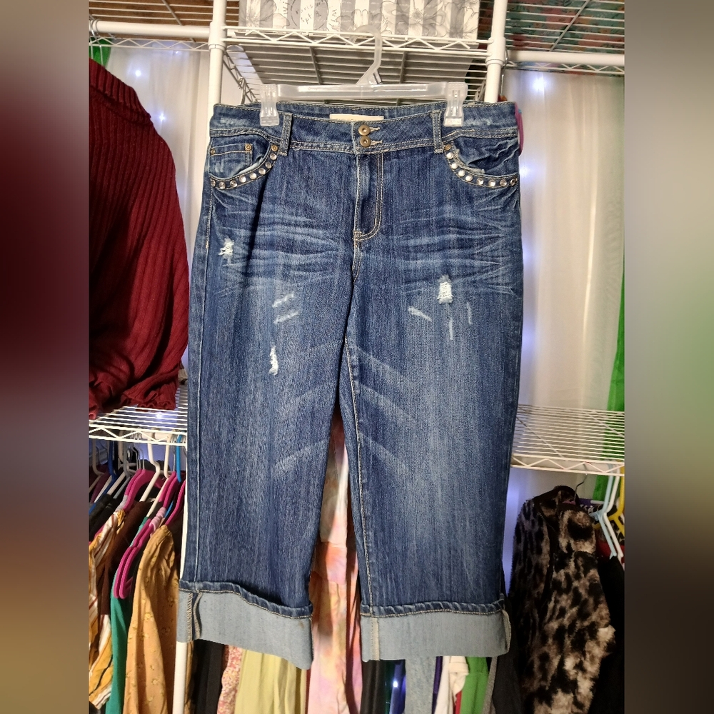 Stylish Blue Jeans with Studded Details - Picture 1 of 7